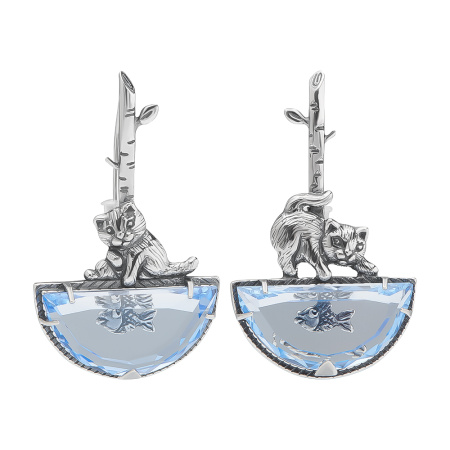 Серьги из серебра с перунитом «Озеро надежды»