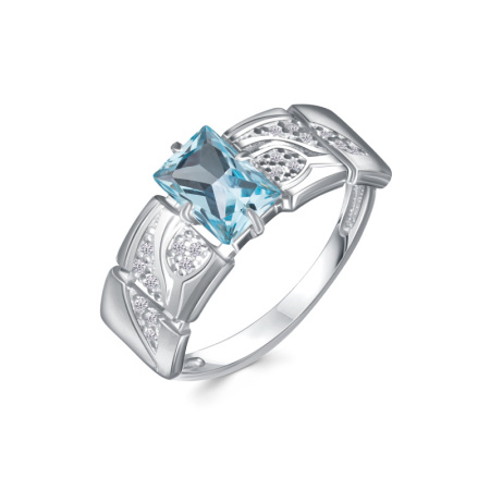 Серебряное кольцо с фианитами и топазом
