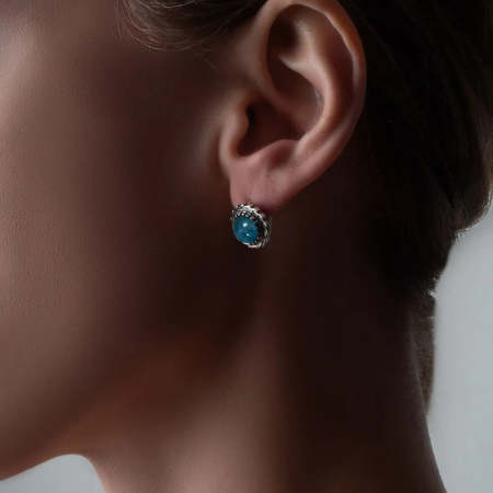Серьги из серебра с апатитом