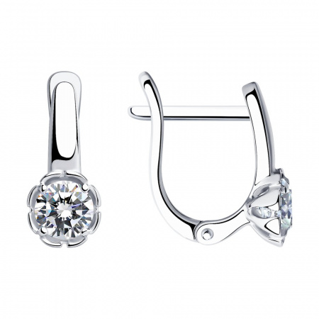 Серьги из серебра с фианитами