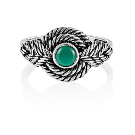 Серебряное кольцо с зеленым ониксом