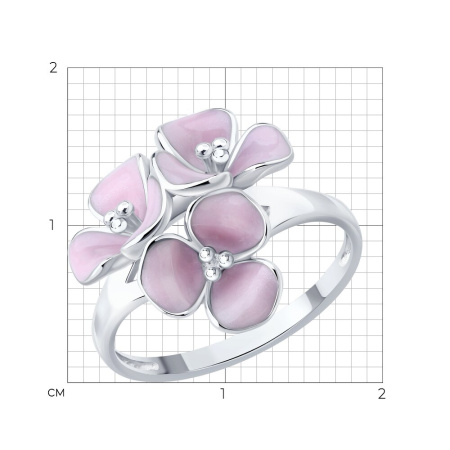 Серебряное кольцо с эмалью «Цветы»