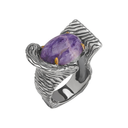 Кольцо из серебра с чароитом