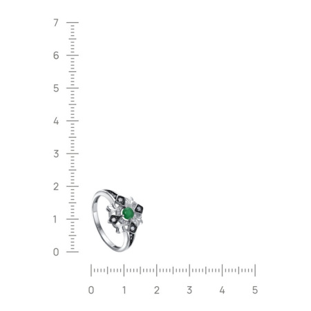 Кольцо из серебра с изумрудом и фианитами