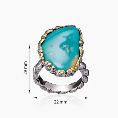 Серебряное кольцо «Бирюзовый Мотив» с бирюзой
