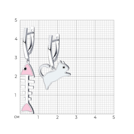 Серьги из серебра с эмалью Sokolov «Рыба»