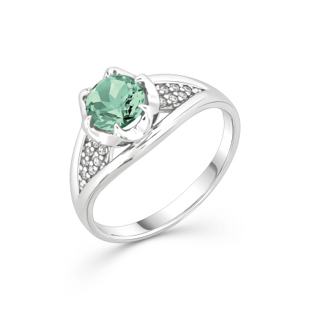 Кольцо из серебра с празиолитом и фианитами