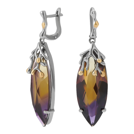 Серьги из серебра с аметрином