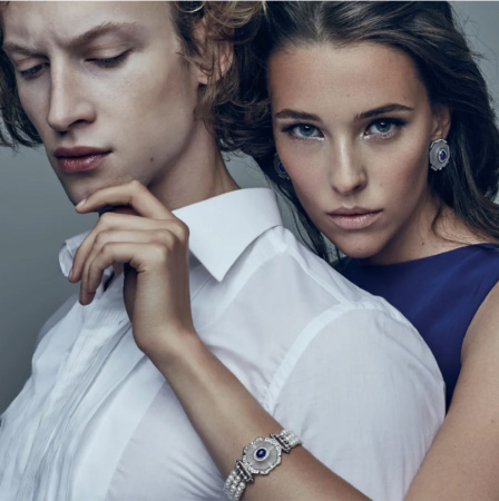 Серебряный браслет с сапфиром, горным хрусталем, жемчугом и топазом