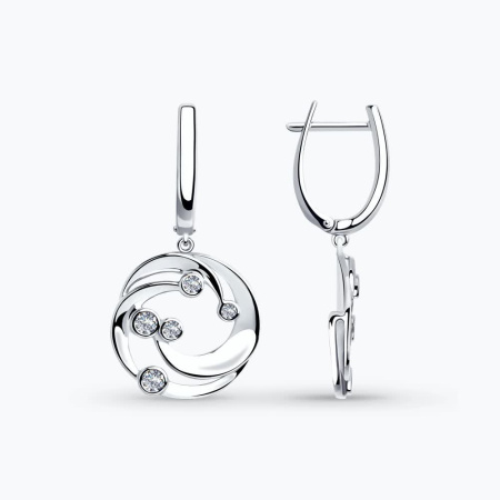 Серьги из серебра с фианитами