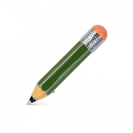 Брошь из серебра «Карандаш зеленый» с эмалью