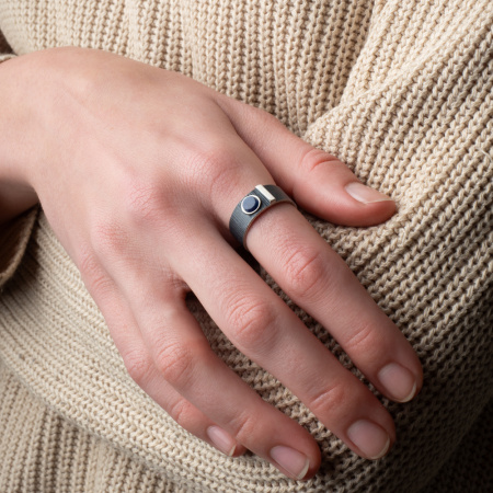 Серебряное кольцо с лазуритом «Геометрия»