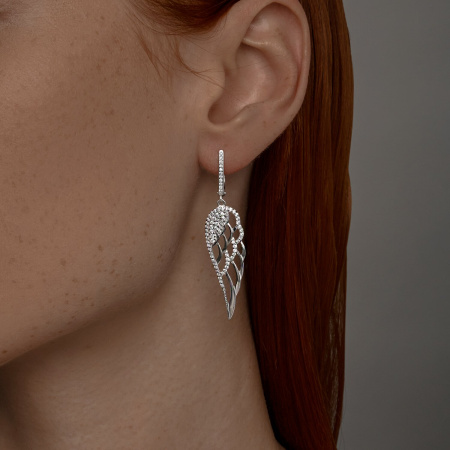 Серьги из серебра с фианитами «Крылья»
