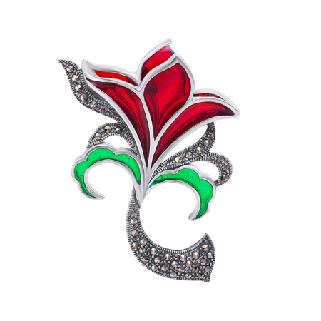 Брошь из серебра с марказитом «Цветок»