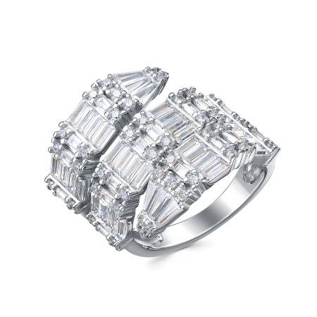 Серебряное кольцо с фианитами «Змея»