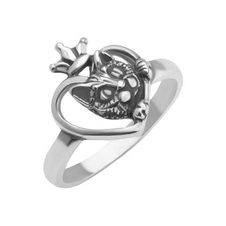 кольцо из серебра «Кошка королева»