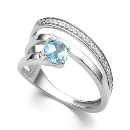Кольцо из серебра с топазом и фианитами