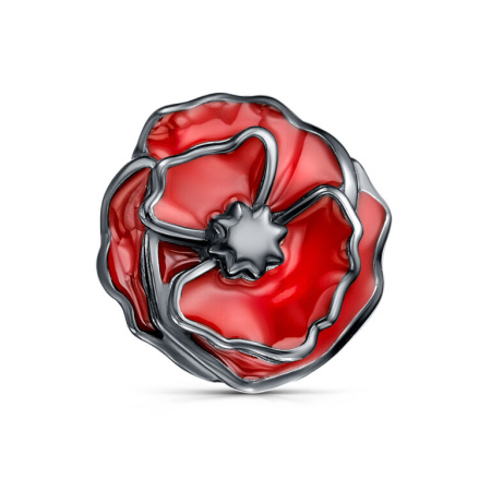 Подвеска из серебра с эмалью «Мак»