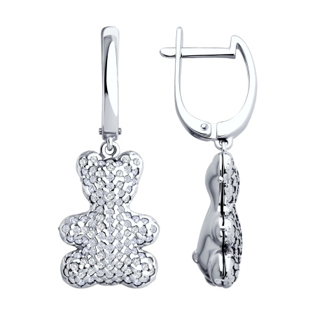 Серьги из серебра с фианитами «Мишка»