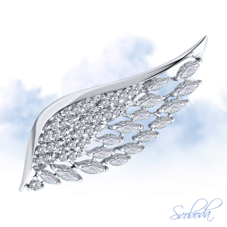Брошь из серебра с фианитами SVOBODA крылья