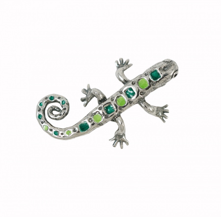 Серебряная брошь «Ящерка» с эмалью