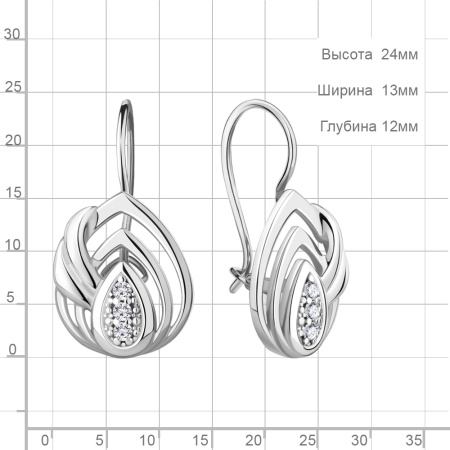 Серьги из серебра с фианитами