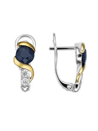 Серьги из серебра с натуральным сапфиром