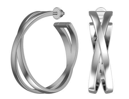 Серебряные пусеты - кольца «Переплетение»