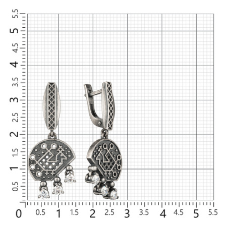 Серьги из серебра с фианитами «Петух»