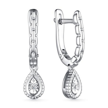 Серебряные серьги с бриллиантом