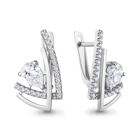 Серьги из серебра с фианитами