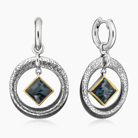 Серьги из серебра с камнем питерсит