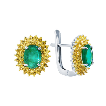 Серьги из серебра с бериллом и сапфиром