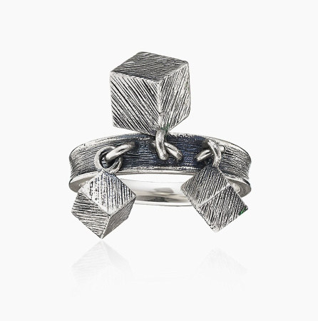 Кольцо из серебра «Кубики»