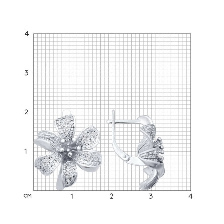 Серьги из серебра Sokolov с фианитами «Лилия»