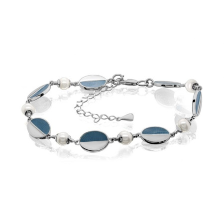 Браслет из серебра с жемчугом и эмалью