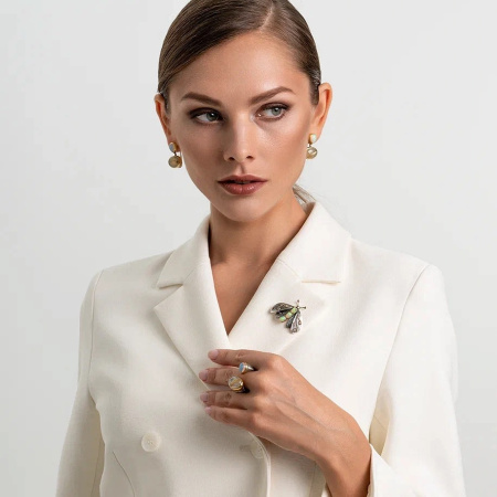 Серебряные серьги «Дуэт» с опалом