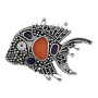 Брошь из серебра «Золотая рыбка» с эмалью