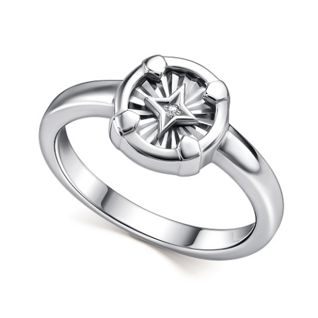 Кольцо из серебра с бриллиантом