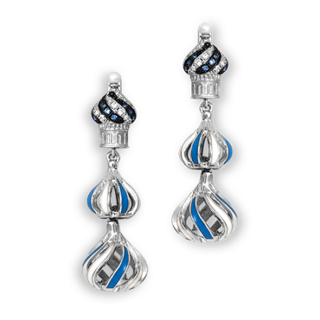 Серьги из серебра с жемчугом, фианитом и эмалью «Купола»