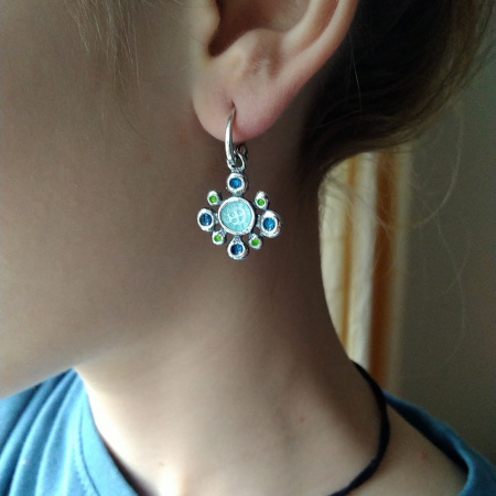 Серебряные серьги с эмалью