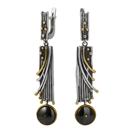 Серьги серебряные с гематитом