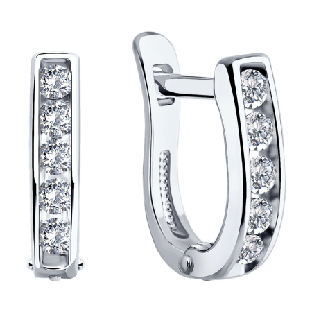 Серьги из серебра с фианитами