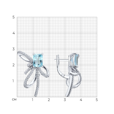 Серьги из серебра с топазом и фианитами «Бантики»
