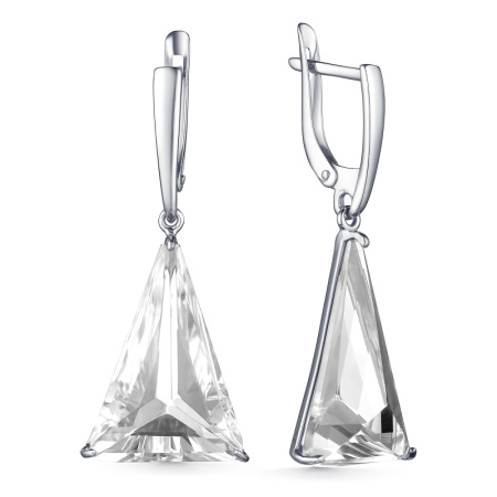Серьги из серебра с горным хрусталем «Треугольник»
