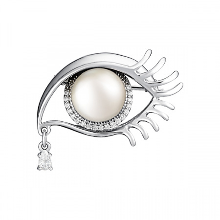 Серебряная брошь с жемчугом