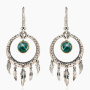 Серебряные серьги «Малахитовый Ловец Снов»