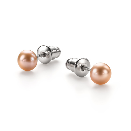 Серьги-гвоздики из серебра с жемчугом