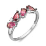 Кольцо из серебра с родолитами и фианитами