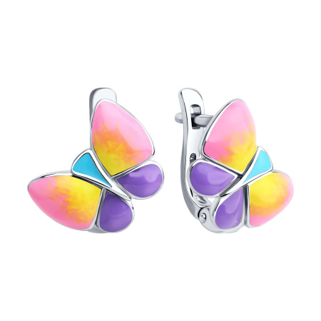 Серебряные серьги с эмалью «Бабочка»